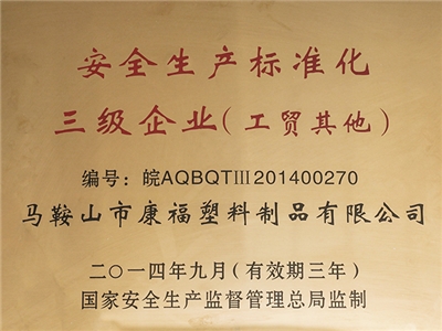 2014-2017年度榮獲安全生產(chǎn)標(biāo)準化三級企業(yè)（工貿(mào)其他）
